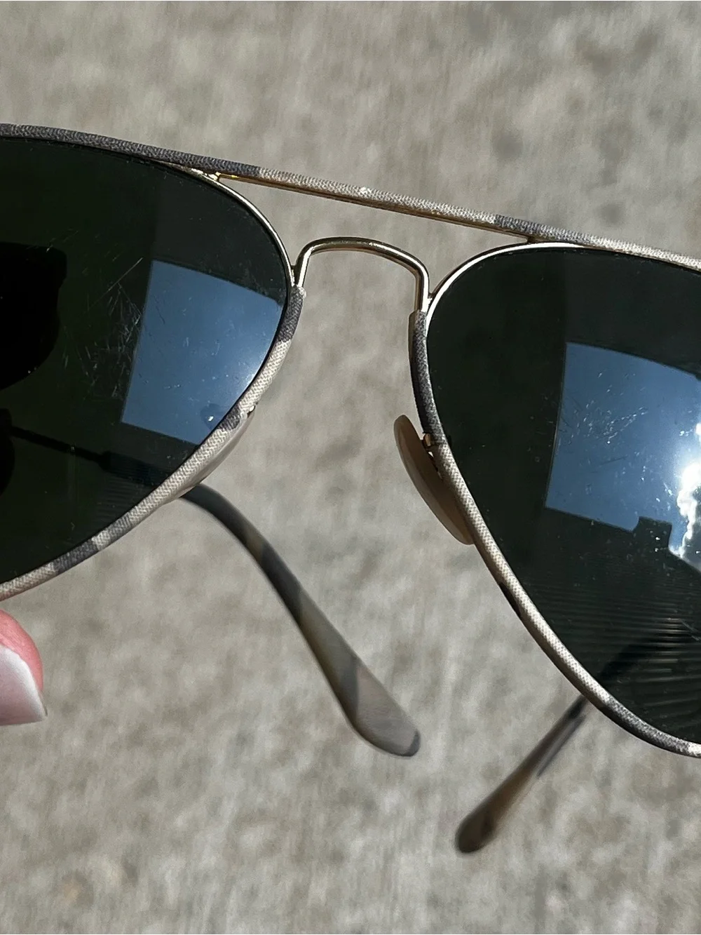 Ray-Ban RB3025JM Full Color 171 Green Camo Aviator Sunglasses w/ Case
